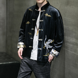 2024秋冬风男装刺绣唐装汉服夹克外套上衣大码C229/Y638/P70，男装夹克，电商C229-1