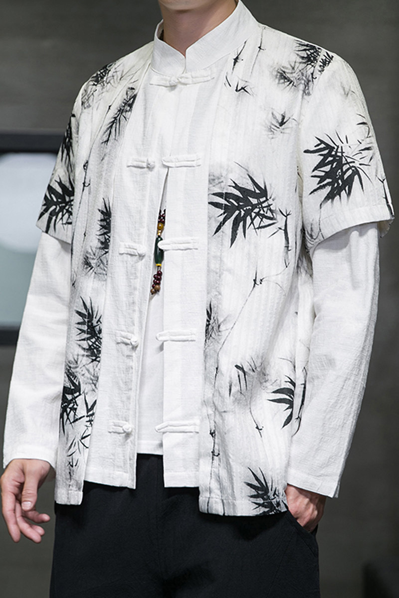2024秋风男装拼接撞色唐装汉服衬衫衬衣两件套C229/Y785/P100,男装衬衫,电商C229-1