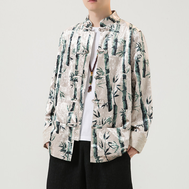 2024秋冬风男装竹子复古中式唐装汉服夹克外套C229/Y761/P100图片