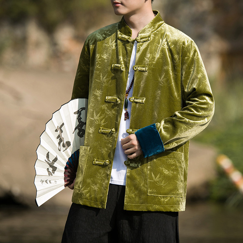 2024冬风男装丽丝绒复古中式唐装汉服夹克外套C229/Y759/P98,男装夹克,电商C229-1
