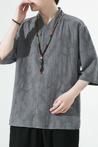 2023夏风男装亚唐装汉服短袖五分袖T恤男C229/T203/P55图片