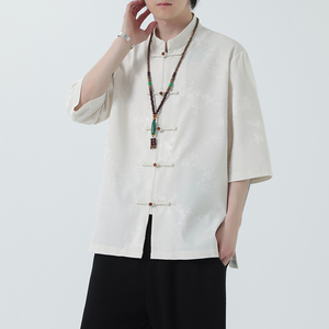 2024夏风男装冰丝唐装汉服短袖五分袖衬衫衬衣C229-Y1031-P70图片