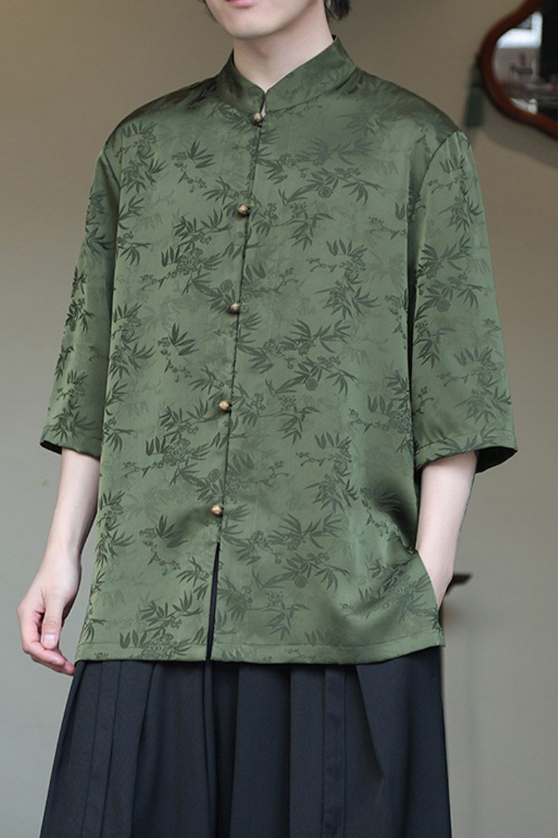 2024夏风男装冰丝唐装汉服短袖五分袖衬衫衬衣C229-Y903-P65,男装衬衫,电商C229-1