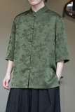 2024夏风男装冰丝唐装汉服短袖五分袖衬衫衬衣C229-Y903-P65，男装衬衫，电商C229-1