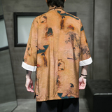 2024夏款风男装唐装印花潮汉服短袖衬衫外套C229/Y676/P60，男装衬衫，电商C229-1