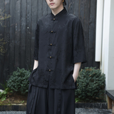 2024夏季风男装冰丝唐装汉服短袖衬衫衬衣大码C229-Y901-P65，男装衬衫，电商C229-1