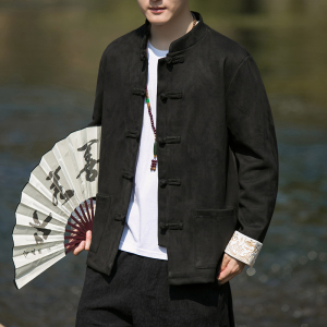 2023冬风男装鹿皮绒复古中式唐装汉服夹克外套C229/Y506/P100,男装夹克,电商C229-1