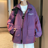 2024秋冬青少年长袖拉链宽松休闲连帽夹克外套大码C229/JK04/P68，男装夹克，电商C229-1