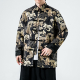 2024秋冬风男装鹿皮绒夹克唐装汉服外套大码C229/Y715/P105，男装民族服装，电商C229-1