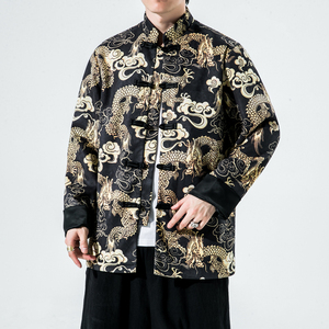 2024秋冬风男装鹿皮绒夹克唐装汉服外套大码C229/Y715/P105图片