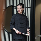 2024春夏新款风男装盘扣复古中式唐装汉服衬衫C229-Y906-P65，男装衬衫，电商C229-1