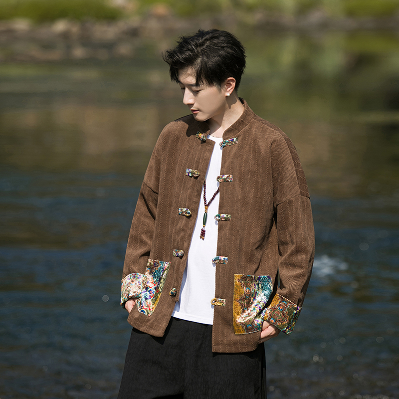 2024秋冬风男装棉布复古中式唐装汉服夹克外套C229/Y758/P105，男装夹克，电商C229-1