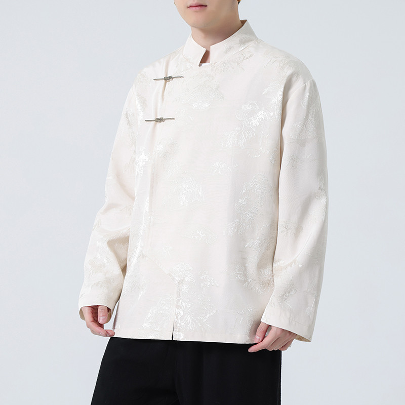 2024春夏风男装中式复古冰丝唐装汉服夹克外套C229-Y995-P100,男装夹克,电商C229-1