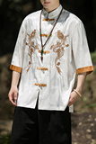 2024春夏风男装刺绣唐装汉服五分短袖衬衫衬衣C229/Y656/P60，男装衬衫，电商C229-1