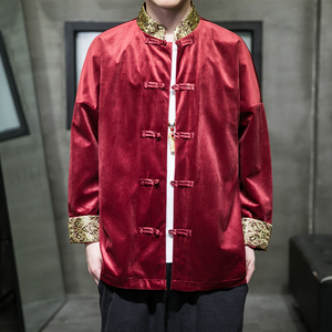 2024秋冬风男装撞色复古中式唐装汉服夹克外套C229/Y917/P80图片