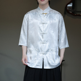 2024夏季风男装冰丝唐装汉服短袖大码衬衫衬衣C229-Y1015-P68，男装衬衫，电商C229-1
