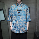 2024夏季风男装龙图案唐装短袖五分袖衬衫衬衣C229-Y1028-P70，男装衬衫，电商C229-1