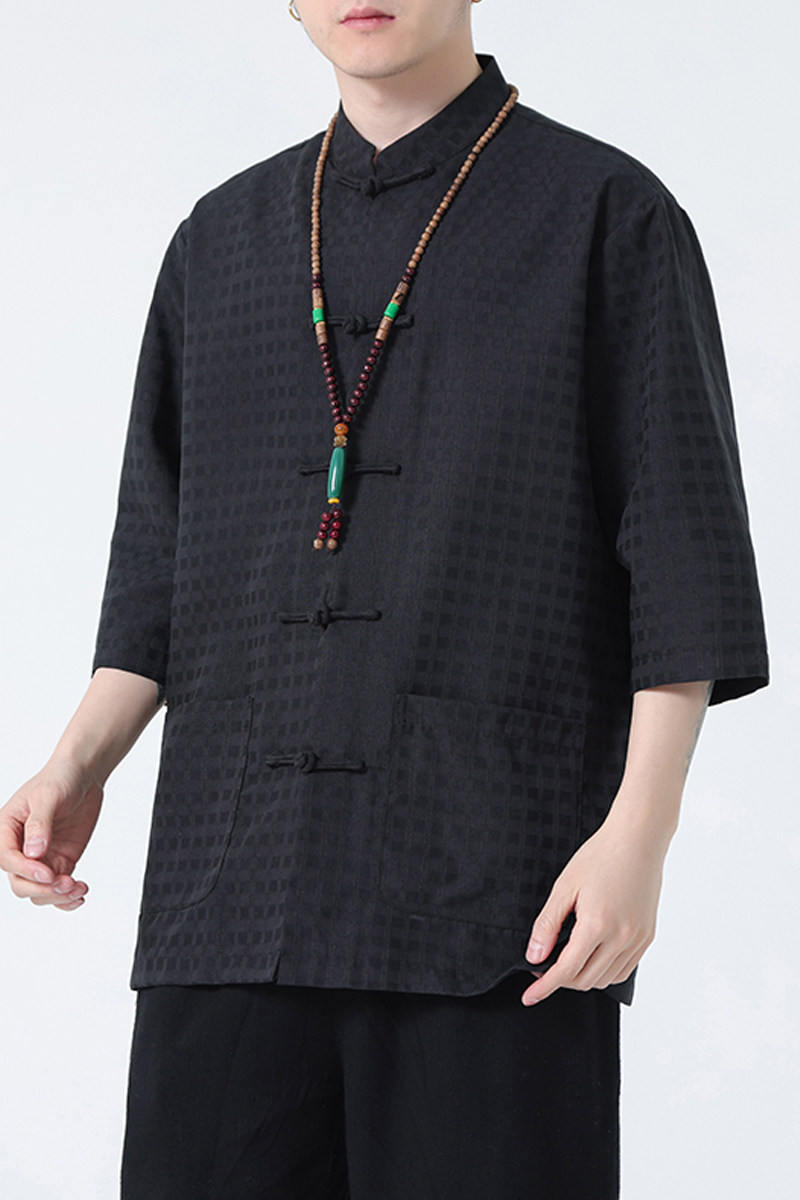 2024春夏风男装盘扣中式唐装汉服五分袖衬衫C229-Y906-P65,男装衬衫,电商C229-1