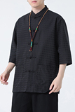2024春夏风男装盘扣中式唐装汉服五分袖衬衫C229-Y906-P65，男装衬衫，电商C229-1