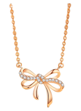 恋尚爱女纯银蝴蝶结项链锁骨链