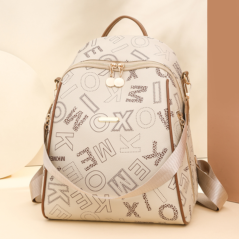 真皮双肩包女2024新款潮夏季时尚大容量书包女士百搭质感旅行背包