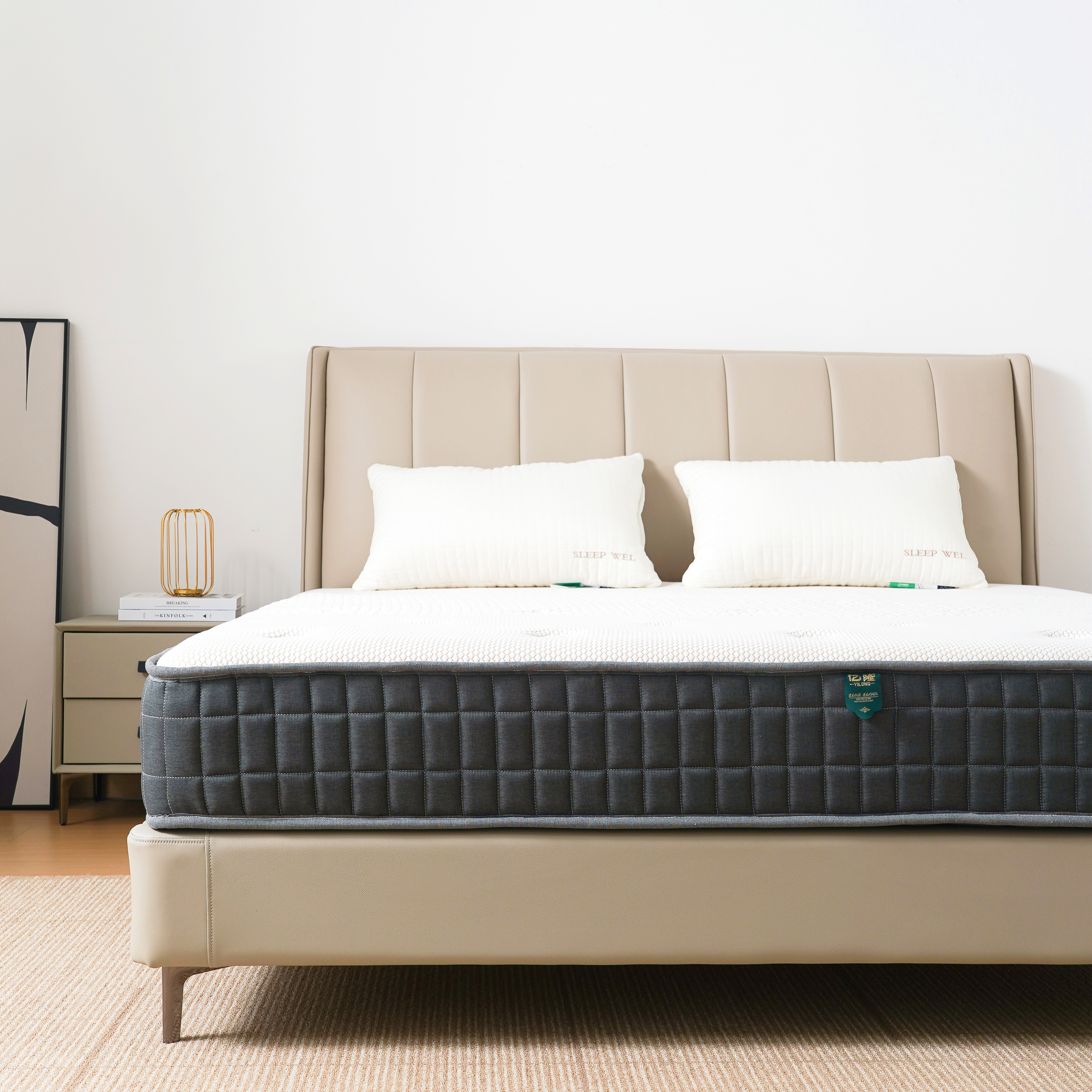 亿隆席梦思弹簧床垫家用卧室乳胶软垫厚20cm双人椰棕硬垫1.5米1.8