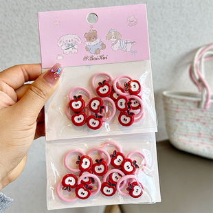 儿童可爱苹果发圈宝宝扎头发拇指小发圈简约造型扎发头饰甜美头绳