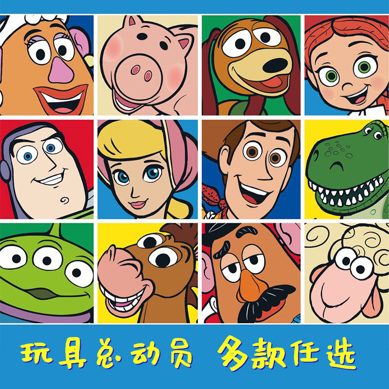 玩具总动员巴斯光年胡迪数字油画diy卡通手绘丙烯油彩画手工挂画