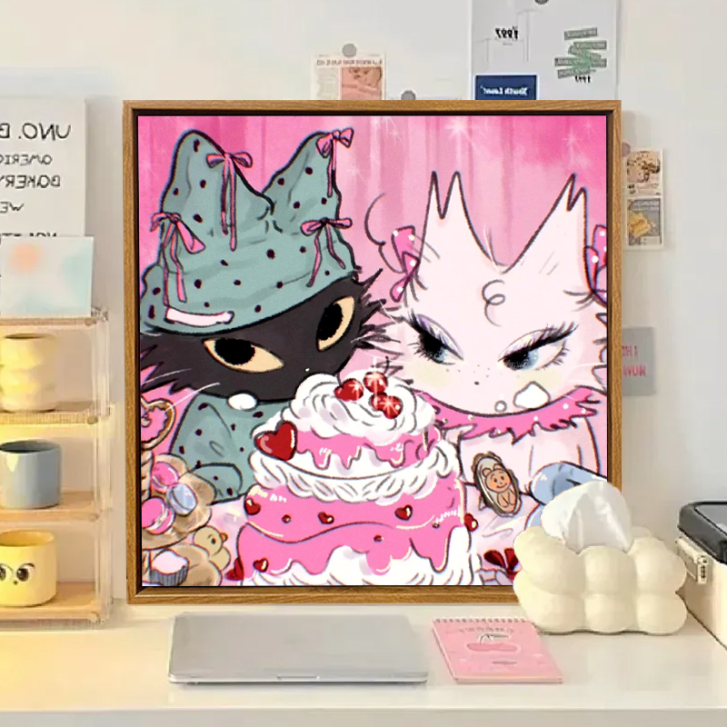 情侣猫咪diy数字油画治愈系可爱