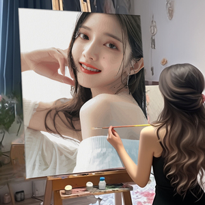 diy数字油画定制真人照片油彩画手工填充丙烯画 人物画像手绘礼物