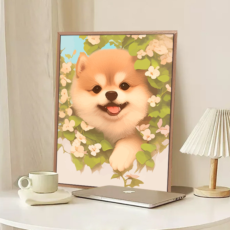 可爱柴犬小狗|数字油画diy油彩画填充丙烯画画治愈解压手绘装饰画