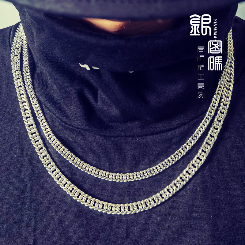 银密码99足银古巴项链男纯银 ins小众设计潮流时尚个性霸气送男友