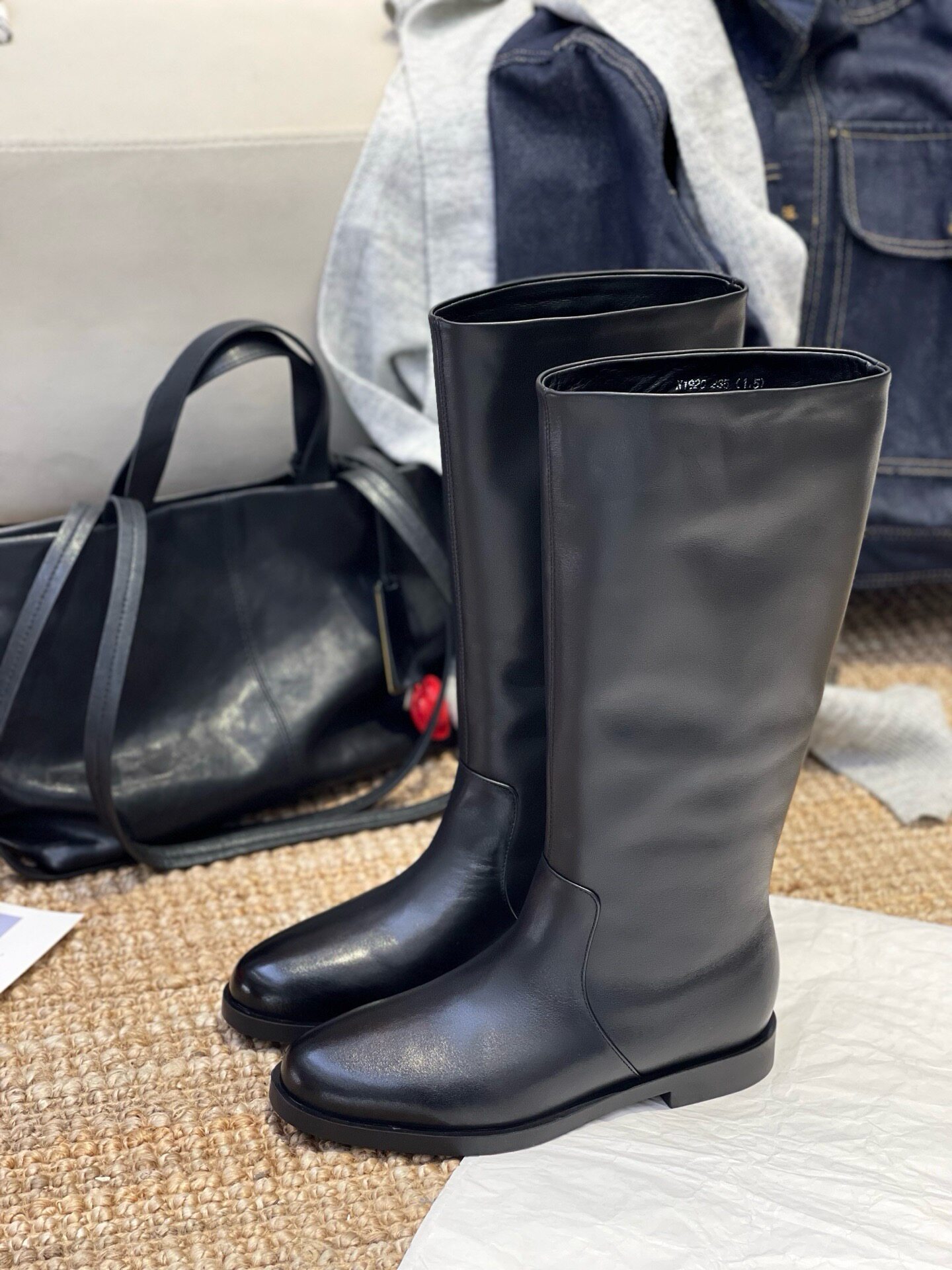 魔都世家～牛皮韩版高筒靴女2025秋冬新款长筒靴女英伦风骑士靴潮,女鞋,骑士靴,淘宝优惠券,粉丝福利购,淘宝优惠卷