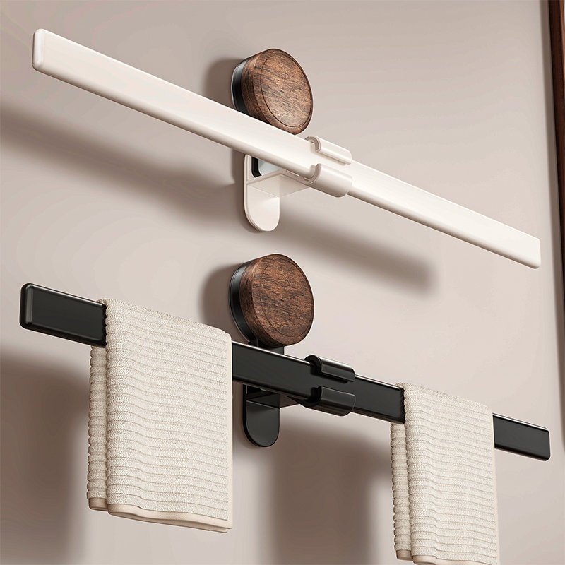 吸盘式毛巾架单杆挂杆卫生间免打孔置物架浴室厨房墙上挂毛巾架子