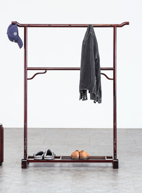 红木家具卧室落地衣帽架全实木中式古室内挂衣架赞比亚血檀衣架