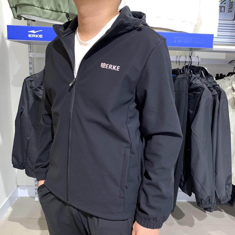 加绒夹克外套鸿星尔克运动上衣男