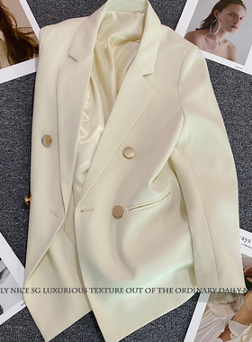 2025春季新款女装洋气百搭时尚气质双排扣显瘦小西装外套西服外搭