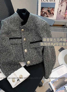 2025秋季新款摩登氛围感马术服百搭显瘦洋气短款长袖外套女士上衣