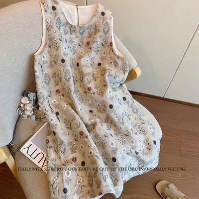 法式宫廷复古遮肉显瘦无袖背心裙