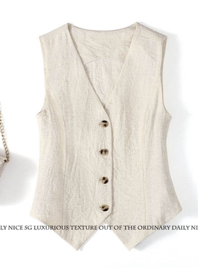 2025新款洋气百搭单排扣修身显瘦冰丝无袖坎肩小马甲薄外套女马夹