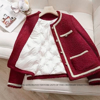 小香风气质轻奢金丝边加厚外套女