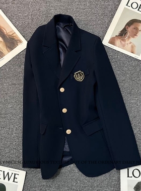 2025新款春秋洋气百搭学院风长袖修身显瘦中长款小西装外套女西服
