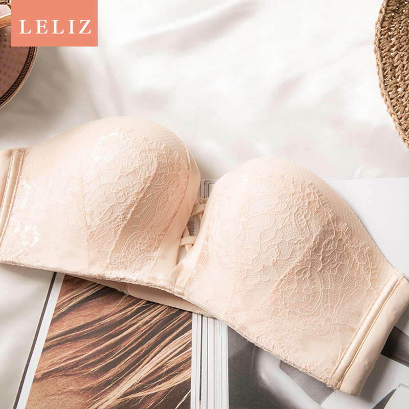 无肩带聚拢上托加厚隐形文胸罩