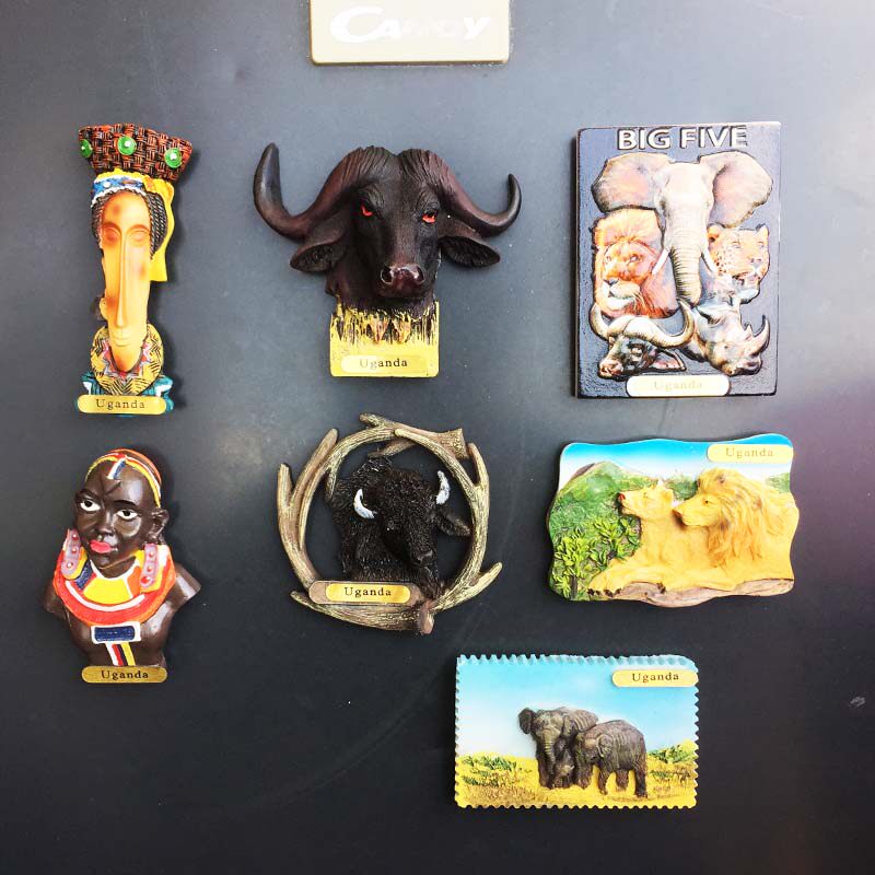 创意磁性冰箱贴 非洲乌干达人文旅游纪念彩绘装饰工艺品一套包邮
