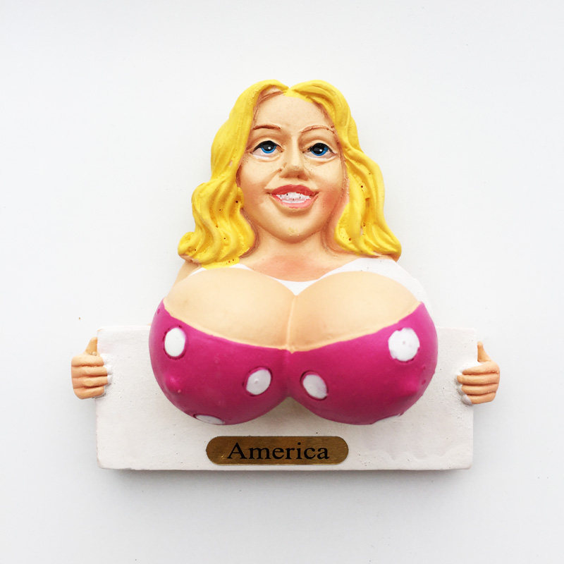美国创意旅游纪念立体金发比基尼美女装饰工艺品磁性冰箱贴伴手礼