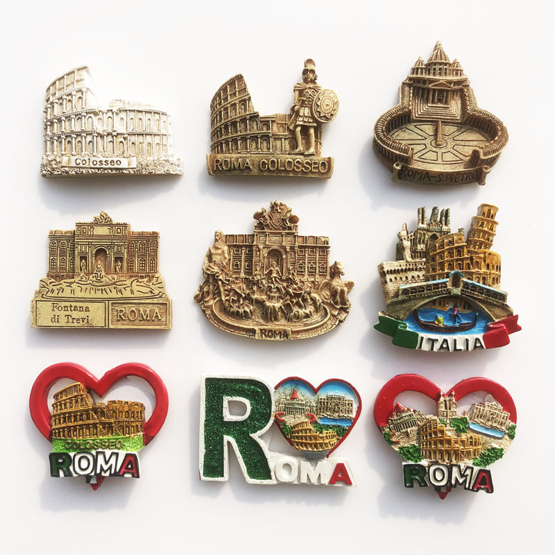 意大利罗马创意地标旅游纪念工艺品立体斗兽场许愿池磁铁冰箱贴