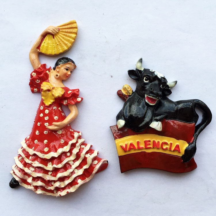 西班牙国粹斗牛和弗拉明戈舞旅游纪念冰箱贴 特色西班牙旅游礼物