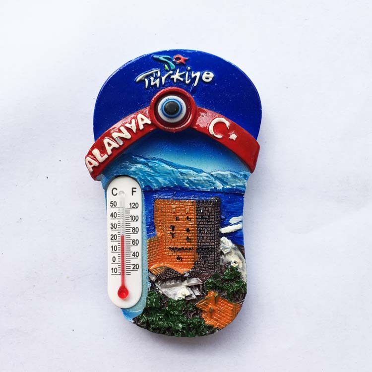 土耳其原单阿拉尼亚红堡立体旅游纪念品温度计磁贴冰箱贴 伴手礼