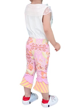 MJ 原女童七分裤春夏新款小喇叭裤活力原创设计风童裤休闲打底裤