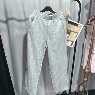 小个子灰色秋冬加厚加绒卫裤女款高腰休闲卫裤